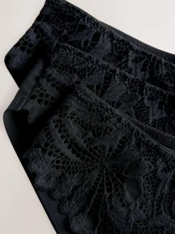 New Next Brazilian Lace Front NVPL Knickers 3 Pack Black