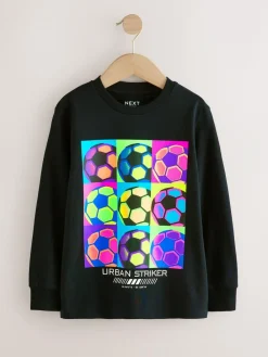 Sale Next Regular Fit Long Sleeve Graphic Print T-Shirt (3-16yrs) Black Bright Football