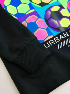 Sale Next Regular Fit Long Sleeve Graphic Print T-Shirt (3-16yrs) Black Bright Football