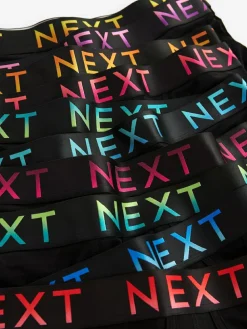 Online Next Black Bright Ombre Text Waistbands A-Front Boxers 10 Pack