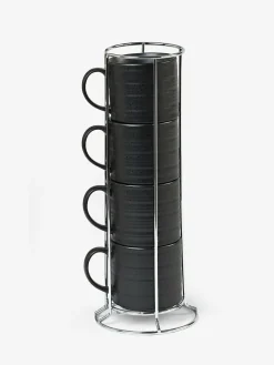New Next Black Bronx Set of 4 Stacking Espresso Mugs