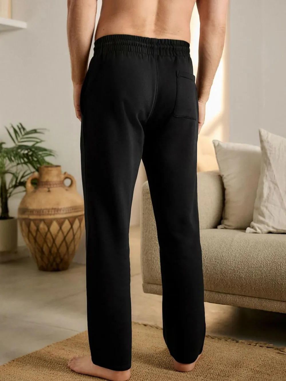 Next Black Brushback Heavyweight Open Joggers^ Loungewear|Nightwear