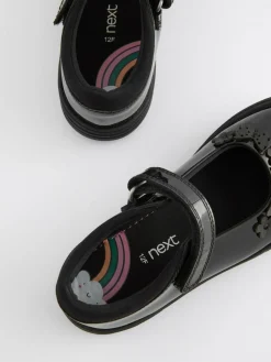 Outlet Next Black Butterfly Detail Standard Fit (F) Junior Leather School Mary Jane Shoes