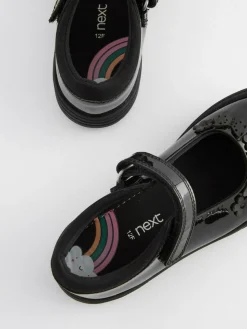 Next Black Butterfly Detail Wide Fit (G) Junior Leather School Mary Jane Shoes^ Shoes