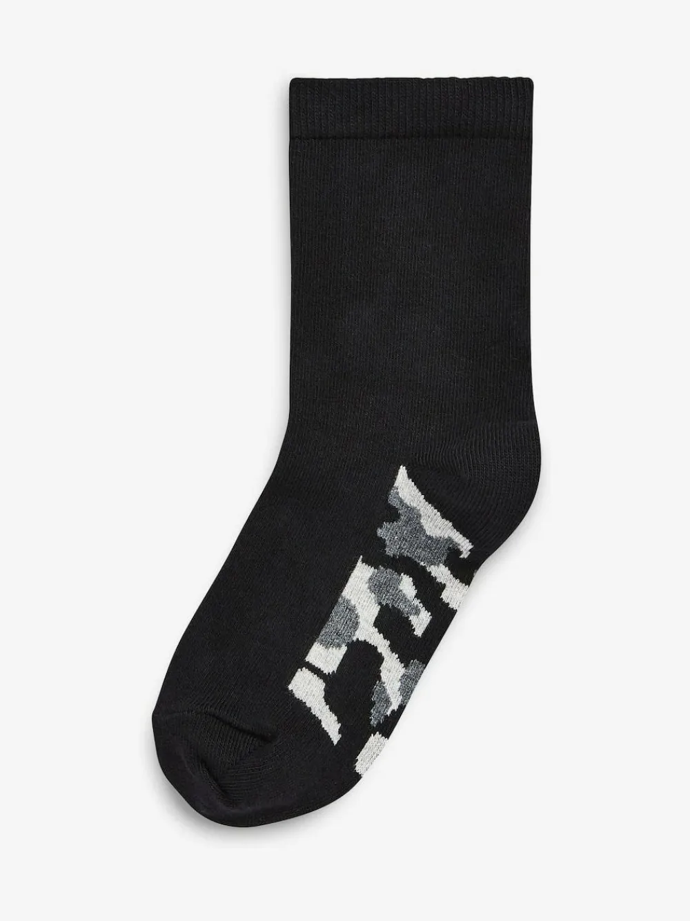 Next Black Camouflage Footbed Cotton Rich Socks 7 Pack^BOY Socks