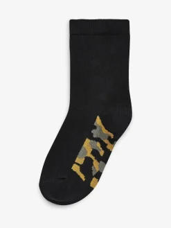 Next Black Camouflage Footbed Cotton Rich Socks 7 Pack^BOY Socks