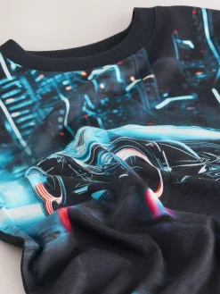 Next Black Car Regular Fit Short Sleeve All-Over Print T-Shirt (3-16yrs)^BOY T-Shirts