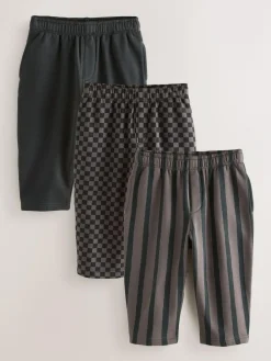 Next Black/ Charcoal Grey 3 Pack Wide Leg Jersey Joggers (3mths-7yrs)^BOY Pants & Leggings|Multipacks