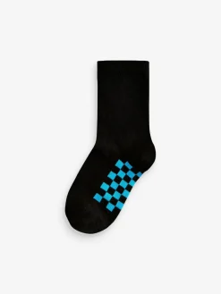 Next Black Checkerboard Cotton Rich Socks 7 Pack^BOY Socks
