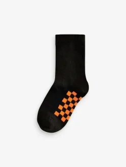 Next Black Checkerboard Cotton Rich Socks 7 Pack^BOY Socks