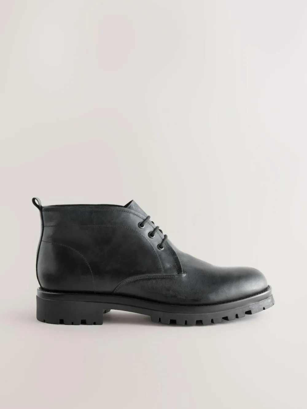 New Next Chunky Leather Chukka Boots Black