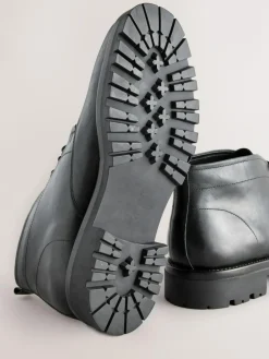 New Next Chunky Leather Chukka Boots Black