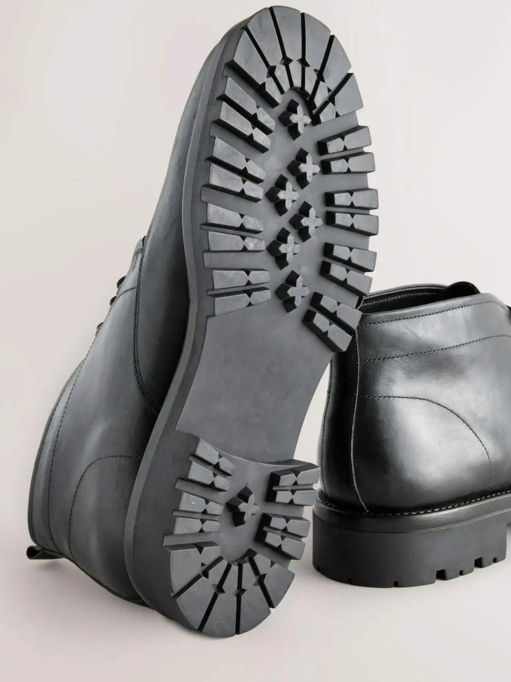 New Next Chunky Leather Chukka Boots Black