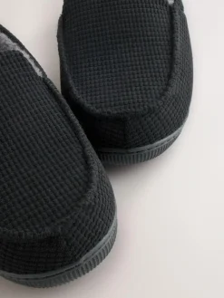 Online Next Closed Back Textured Slippers Black