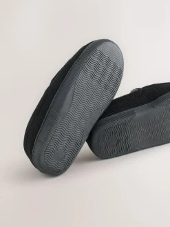 Online Next Closed Back Textured Slippers Black