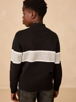 Next Colourblock Zip Neck Knitted Jumper (3-16yrs)^BOY Knitwear & Sweaters|Knitwear