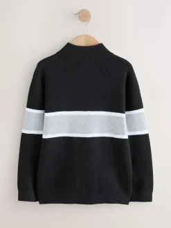 Next Colourblock Zip Neck Knitted Jumper (3-16yrs)^BOY Knitwear & Sweaters|Knitwear