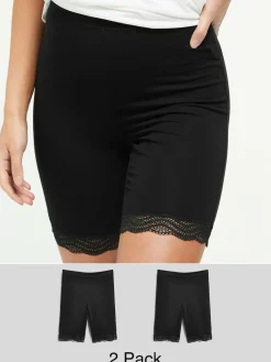 Next Cotton Blend Anti-Chafe Shorts 2 Pack Black