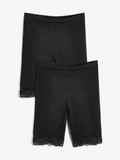 Next Cotton Blend Anti-Chafe Shorts 2 Pack Black