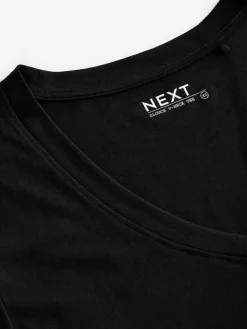 Next Black Cotton Modal Slouch V-Neck T-Shirt^Women Tops & T-Shirts