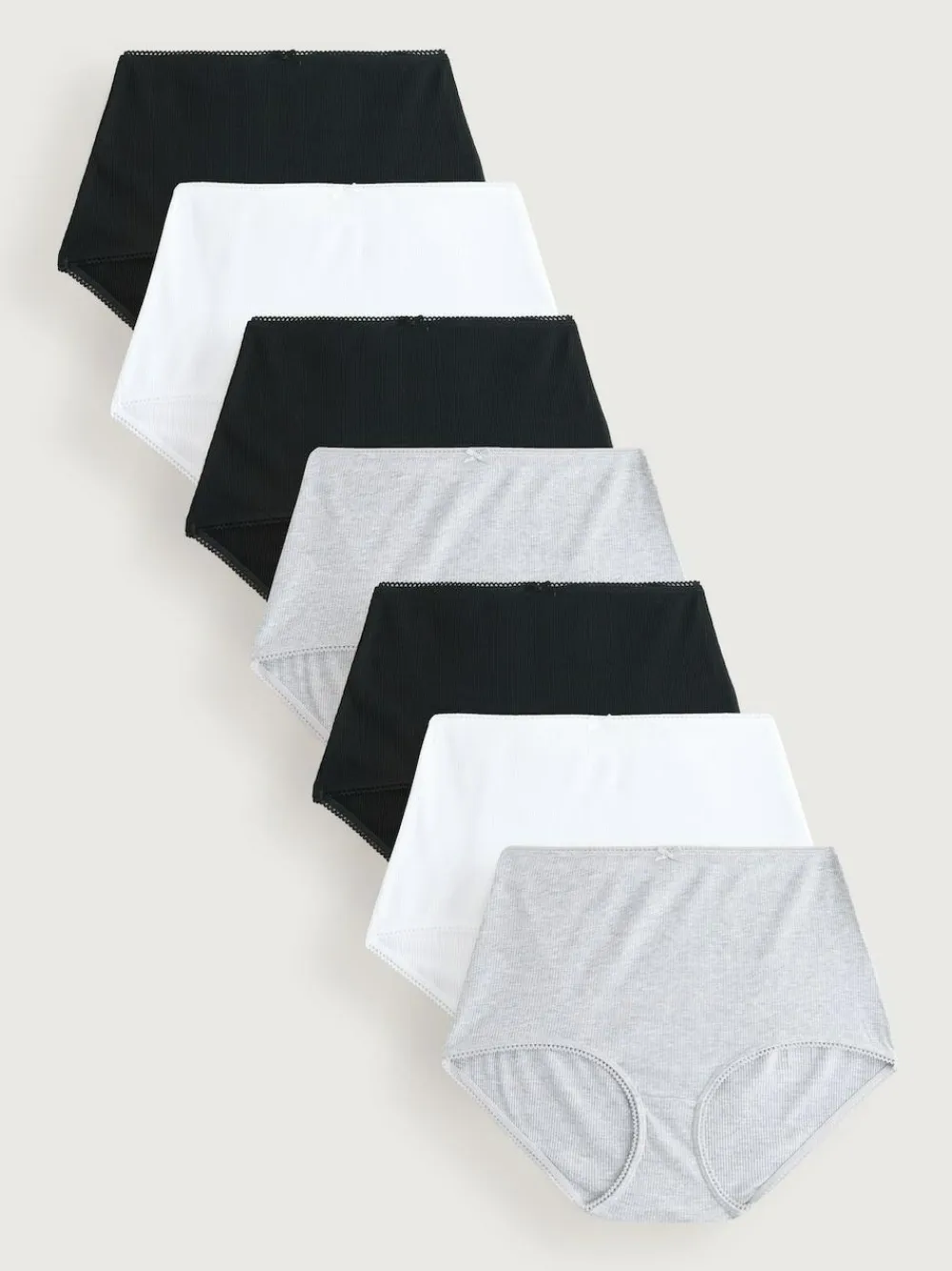 Next Black Cotton Rib Knickers 7 Pack^Women Panties