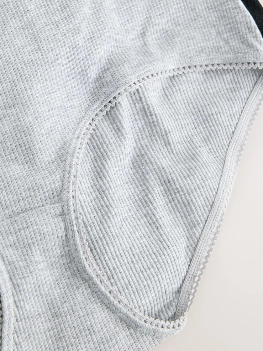 Next Black Cotton Rib Knickers 7 Pack^Women Panties