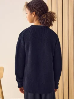 Next Black Cotton Rich Boxy School CardiganS (3-18yrs)^ Knitwear & Sweaters|Knitwear