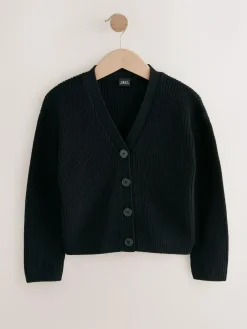 Next Black Cotton Rich Boxy School CardiganS (3-18yrs)^ Knitwear & Sweaters|Knitwear