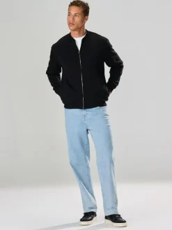 Next Black Cotton Rich Full Zip Jersey Bomber Jacket