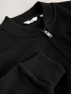 Next Black Cotton Rich Full Zip Jersey Bomber Jacket