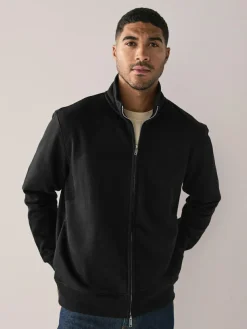 Outlet Next Cotton Rich Jersey Full Zip Funnel Neck Sweatshirt Black