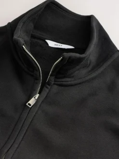 Outlet Next Cotton Rich Jersey Full Zip Funnel Neck Sweatshirt Black