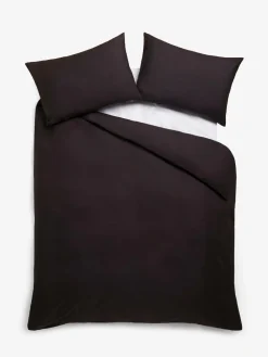 Next Black Cotton Rich Plain Duvet Cover and Pillowcase Set^ Bedsets & Duvet Covers