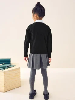 Next Black Cotton Rich School V-Neck Cardigan (3-16yrs)^ Knitwear & Sweaters|Knitwear