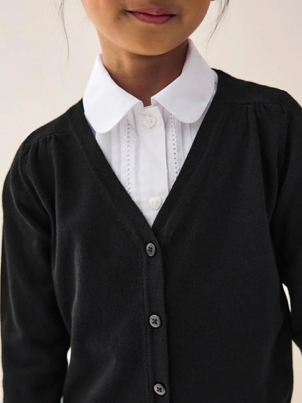 Next Black Cotton Rich School V-Neck Cardigan (3-16yrs)^ Knitwear & Sweaters|Knitwear