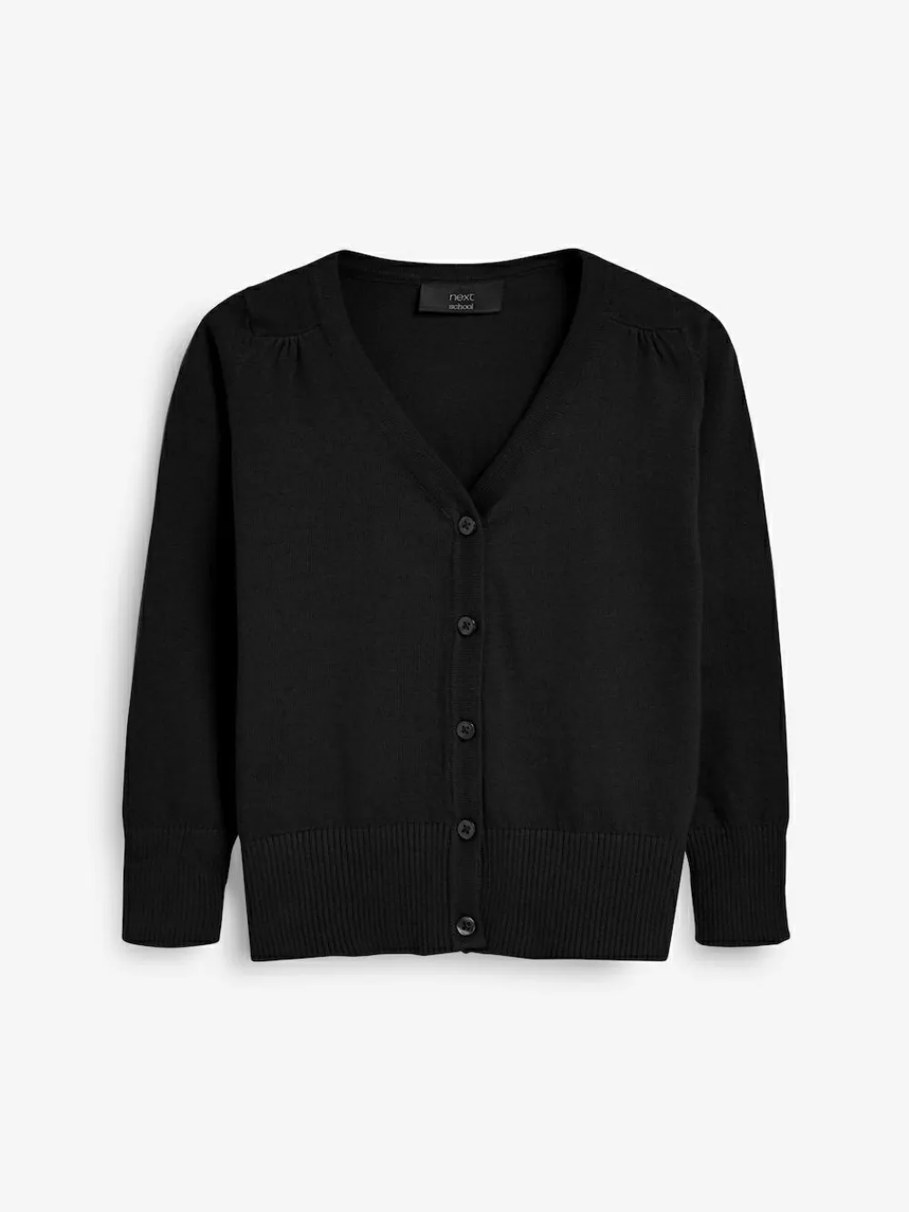 Next Black Cotton Rich School V-Neck Cardigan (3-16yrs)^ Knitwear & Sweaters|Knitwear