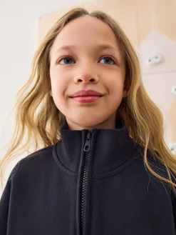 Sale Next Black Cotton Rich Sports Funnel Neck Sweat and Joggers Set (3-16yrs)