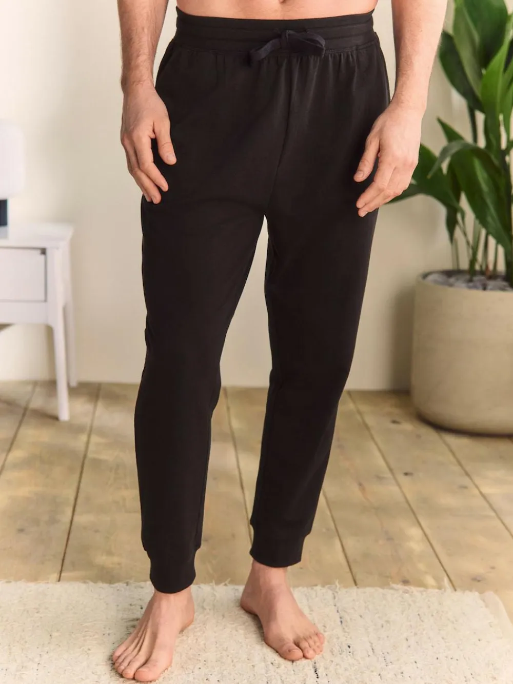 Next Cuffed Loopback Soft Touch Cuffed Joggers Black