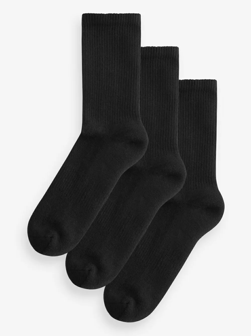 Online Next Black Cushion Sole Ribbed Sport Ankle Socks 3 Pack With Arch Support