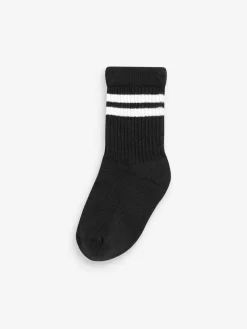 Hot Next Black Cushioned Footbed Cotton Rich Ribbed Tipped Socks 5 Pack