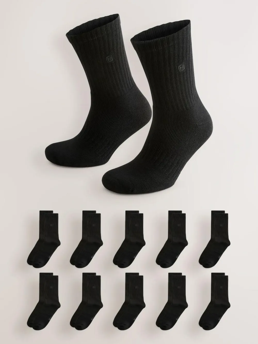 New Next Cushioned Sole Sports Socks 10 Pack Black