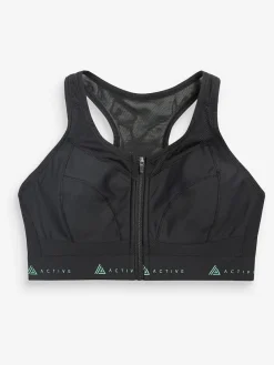 Next DD+ Active Sports Zip Front Dry Tech High Impact Bra^Women Dd+ Range|Bras