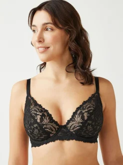Best Next Black DD+ Non Pad Plunge Lace Ultimate Comfort Bra
