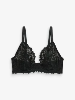 Best Next Black DD+ Non Pad Plunge Lace Ultimate Comfort Bra