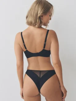 Online Next Black DD+ Non Pad Plunge Premium Embroidery Bra