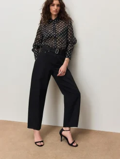 Best Next Belted Barrel Jeans Black Denim