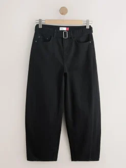 Best Next Belted Barrel Jeans Black Denim