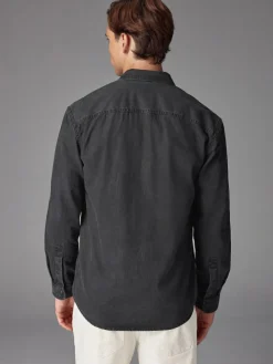 Online Next Denim Western 100% Cotton Long Sleeve Shirt Black