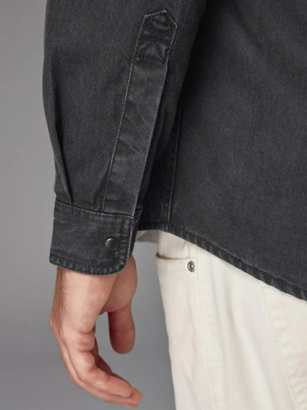 Online Next Denim Western 100% Cotton Long Sleeve Shirt Black