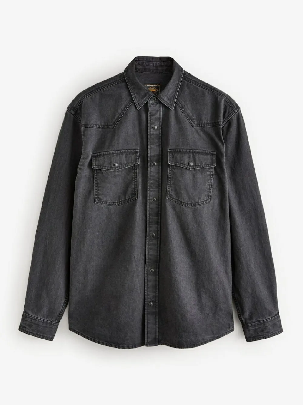 Online Next Denim Western 100% Cotton Long Sleeve Shirt Black